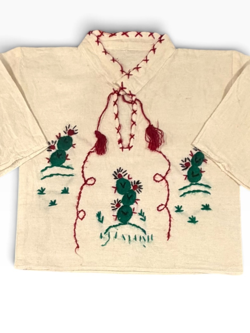 NWOT Mexican Juan Diego Embroidered Cactus Peasant Folk Shirt